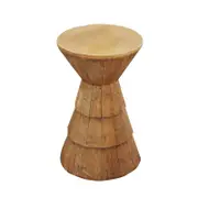 MIUZ Accent Table Round Faux Wood Coffee Table Concrete Side Table 31x31x52cm