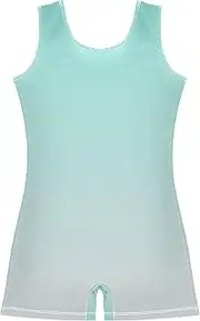 [GAIGEO] Girls Gymnastics Leotards Toddlers Green Blue Light Gray Gradient Biketard Princess Leotards with Shorts 2t