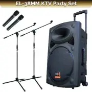 E-lektron Kvocal 15 Portable Bluetooth PA Speaker w/ 2 Wireless Mics ans stands