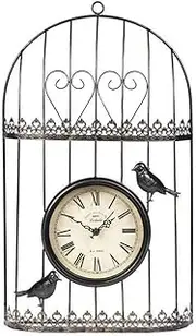 Outdoor Garden Wall Clock, Iron Art Bird Cage Design Garden Clocks Outdoor Waterproof Creative Home Furnishings Outside Clock Outdoor Wall Clock Indoor Outdoor Decoration Black