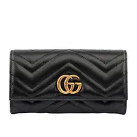 在飛比找PChome24h購物優惠-GUCCI GG Marmont 牛皮金屬雙G LOGO翻蓋