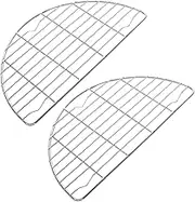 2pcs Stainless Steel Semi- Drain Rack Wire Steaming Cooling Barbecue Rack Pan Grate Baking Net Deep Frying Rack Airfryer Oil Frying Rack Silver