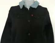 Levi's Big Girls Faux-Sherpa Lined Denim Jacket Skyler Black XL(13-15 Yrs) NWT
