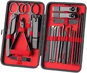 Nail Clippers Set Black Nail Clippers Set Full Set of Men's Nail Clippers Set Box Acne Needles Nail Groove Special Pedicure Knife Tools for Home Use Nail Clippers Portable Set(Red,24PCS)