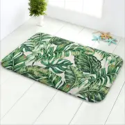 Green Leaves Bath Rug Soft Memory Foam Non Slip Bath Mat, Shaggy Bathroom Floor