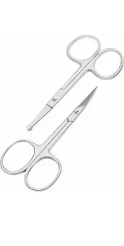 2-PCs Facial Hair Scissors For Men Beard Mustache Nose Hair Trimming