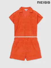 Reiss Orange Cyri 13-14 yrs Towelling Shirt And Shorts Set (F47043) | $110