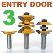 3 pc 1/2" Shank Ogee Entry & Interior Door Matched R&S Router Bit Set