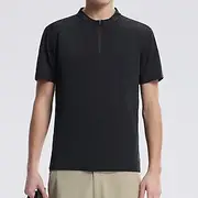 Men's Quarter Zip Sweatshirt Sport Tee Shirt Short Sleeve Crew Neck Top Outdoor Quick Dry Lightweight Sweat wicking Breathable Polyester Dark Grey Black Green