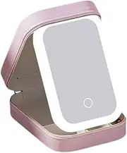 [Generic] LED Mirror Makeup Storage Box Portable Travel Makeup Case Cosmetic Bag Large-Capacity with Foldable Light Up Storage Box Make Light Cosmetic Gifts Gifts Makeup Travel Box and and Jewelry Women