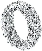 [HEARTS AND YOU] 5ct Round Cut Moissanite Cluster Eternity Wedding Ring Band White Gold Plated Stylish