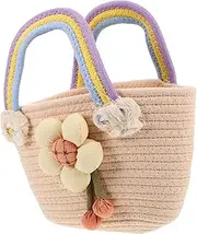 [Ipetboom] Rainbow Handbag Woven Clutch Bag Shoulder Bag for Women Colorful Purses Woven Tote Bag Beach Purses for Women Tote Purse for Women The Tote Bag for Women Cotton Rope Beige
