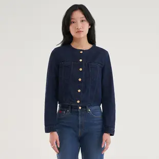 Levis 女款 新年限定無領造型牛仔外套 / 金扣 / 天絲棉