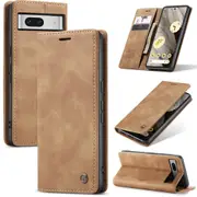 CaseMe Google Pixel 7a 5G Classic PU Leather Folio Case Cover [Brown]