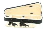 New black cordura dart shaped violin case 1/8 size light weight many features.