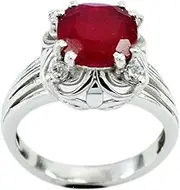 [55Carat] Genuine Indian Ruby Sterling Silver Ring for Women Prong Cut Astrological Size 5,6,7,8,9,1,11,12