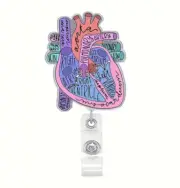 5 Pack Of Cardiac Retractable Badge Reel Holder, Heart Badge Medical Nursing