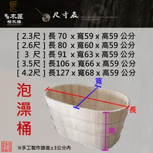 ［台灣木匠檜木桶］台灣檜木泡澡桶 3尺／91公分 (8折)