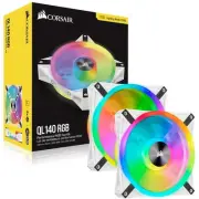 Corsair iCUE QL140 RGB 140mm PWM White Fan Dual Fan Kit with Lighting Node CORE