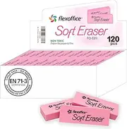 FlexOffice Soft Pink Erasers, 120 Count, Large Size - Pencil Erasers for Kids, Schools, Classrooms, Teachers, Art Class, Office, Homeschool|Back to School Supplies for Girls