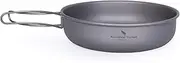 Boundless Voyage 7 inch Titanium Frying Pan Plate Dish with Folding Handle Ultralight Camping Picnic Skillet Griddle Tableware Titanium Pan Ti-2063C