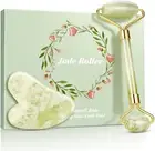 Jade Roller, Jade Stone & Gua Sha Massage Kit, Face Roller for Eye Puffiness Tr