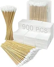 Garrelett Deluxe Gun Cleaning Supplies - 900 Pcs 2" x 2" Cleaning Patches + 200 Ct 6-Inch Long Pointed Cotton Swabs - Complete Kit with Storage Case