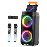 Karaoke Machine with 2 Wireless Microphones for Adults, 8" Big Bluetooth