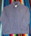 Polo Ralph Lauren Men's Luxury Shawl Collar Pullover LS Blue Shirt Sz XL NWT
