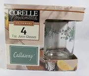 Vintage Corelle CALLAWAY Juice Glasses 7 oz NEW IN Box Set of 4 Ivy Leaf