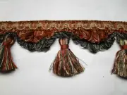 6 yards Double Scallop Tassel Fringe 3" BRICK/RUST/BLACK/BEIGE Fabric Trim WIN40