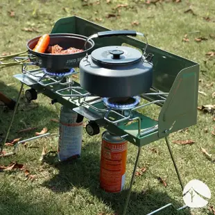 【好玩旅物】戶外露營野炊攜帶折疊式雙頭卡式爐(迷你輕便瓦斯爐 防風雙口爐 露營燒烤烤肉爐)