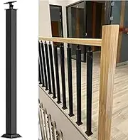 Metal Black Square Spindles Post, Hand Rail Indoor Stairway Platform Baluster Post, with Adjustable Angle Top Bracket, Handrail Guardrail Support Column(Size:80cm/31.5in)