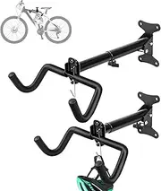 2Pack Garage Bike Wall Rack, Adjustable Bicycle Hanger Wall Mount Storage, Horizontal Hook Holder for Hanging Mountain Bike,Road Bike,Hybrid Bike, Black