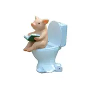 Reading Book Figurine- Toilet Study Pig Statue