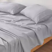 Queen Size 4-Piece Set 2200TC Hotel Collection Bed Sheet Set Light Grey Flat+Fitted+Pillowcases