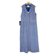 Tuckernuck Pomander Place Noelle Sleeveless Maxi Dress Blue Eyelet Cotton XL NEW