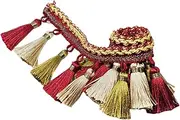Nishiyuenyi Polyester Fringe Lace Trim, Craft Accessories, Long Polyester Fringe for Quilting, Curtains, Dresses, DIY Crafts, red, as described
