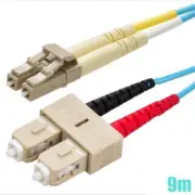 9M LC to SC Fiber Optic 10Gbps Duplex 50/125 Multi-Mode Optical Patch Cable Aqua
