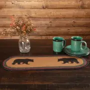 New Rustic Cabin BLACK BEAR Braided Rug Jute Table Runner Candle Mat 27"