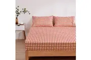 Dreamaker Micro Flannel Grid Combo Fitted Sheet Set - Sienna