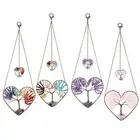 7 Chakra Tree of life Double Heart Gemstone Wall Art Home Hanging Decor Ornament