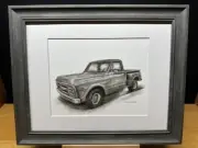 Drawing of a 2nd Generation GMC C10 CK Stepside Truck Pencil Sketch Picture