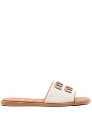 [Miu Miu] appliqué-logo slides 39 Brown