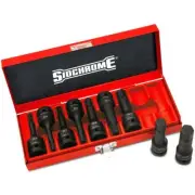 New Sidchrome 9pce 1/2" Drive INHEX Metric Impact Socket Set TorquePlus 5mm-17mm