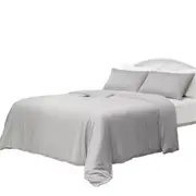 Silver Grey Bamboo Quilt Doona Duvet Cover Set Luxury Silky Soft All Seasons