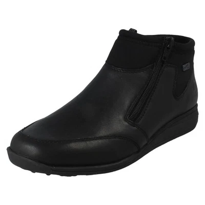Ladies Rieker Extra Wide Fleece Lined Double Zip Ankle Boots, 47270