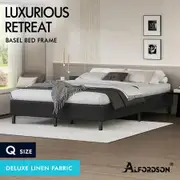 ALFORDSON Bed Frame Queen Size Mattress Base Foundation Charcoal Fabric BASEL