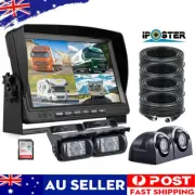 9" QUAD MONITOR SCREEN REAR VIEW SIDE BACKUP CCD CAMERA PARKING KIT BUS TRUCK