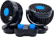 Car Seat Fan | 12V/24V Double-Head Car Dashboard Fans | Automotive Auxiliary Parts for Boat Camping ATV Dashboard RV Marine Semi Van Backseat Tractor Roof Window